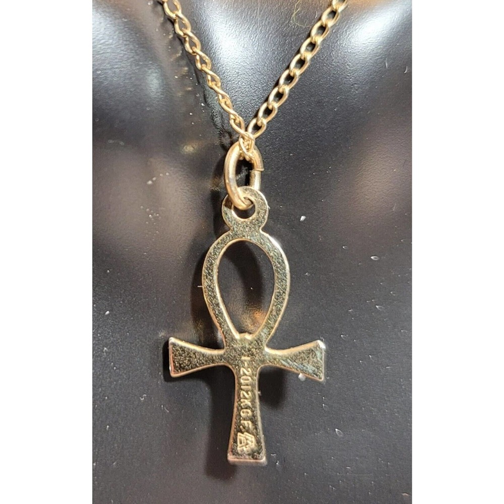 Ankh 12K GF Egyptian Cross pendant w 19" double link GF chain signed Marvel - Picture 5 of 8